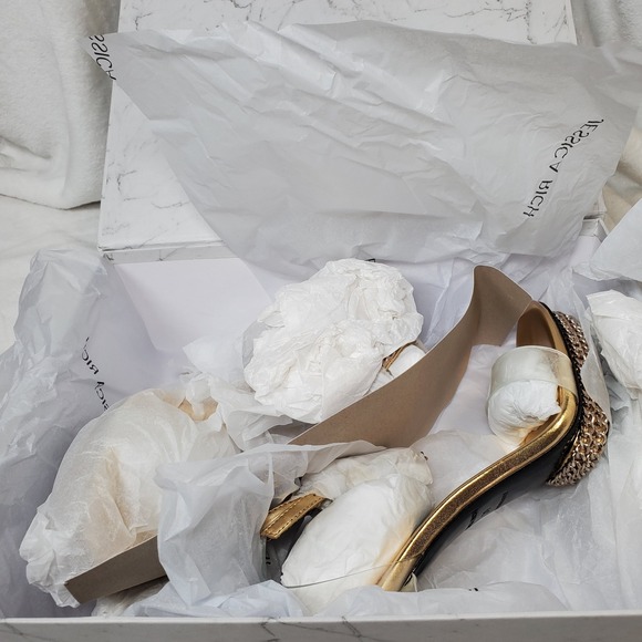 Jessica Rich Size 8.5 (39) Stiletto Gold Chain Stiletto Heels Sexy MSRP $215 NIB - Picture 9 of 9